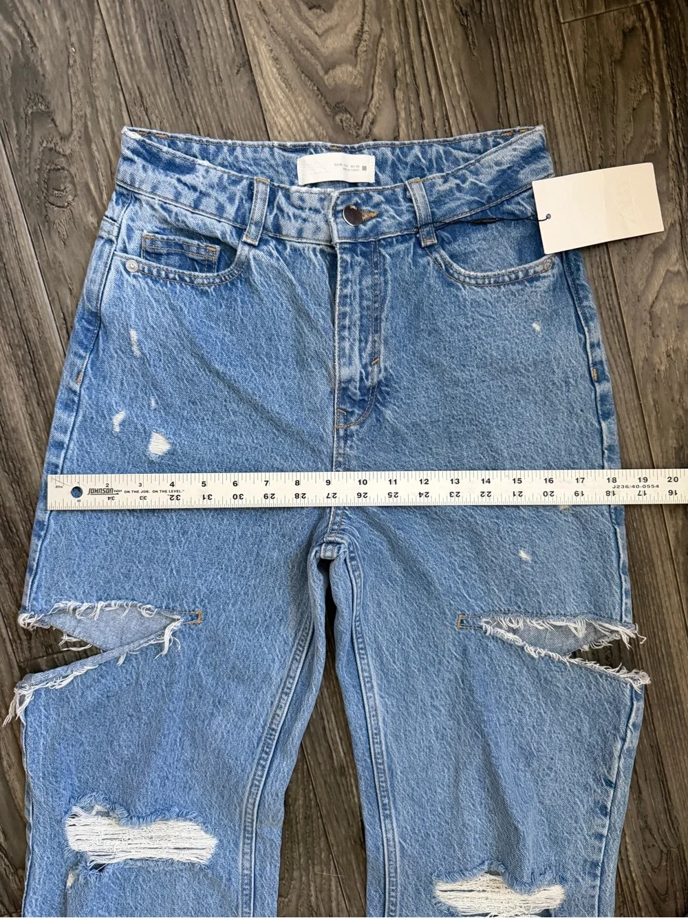NWT Zara y2k Grunge Festival Mid Waist Ripped Cut Out Straight Jeans Blogger FAV
